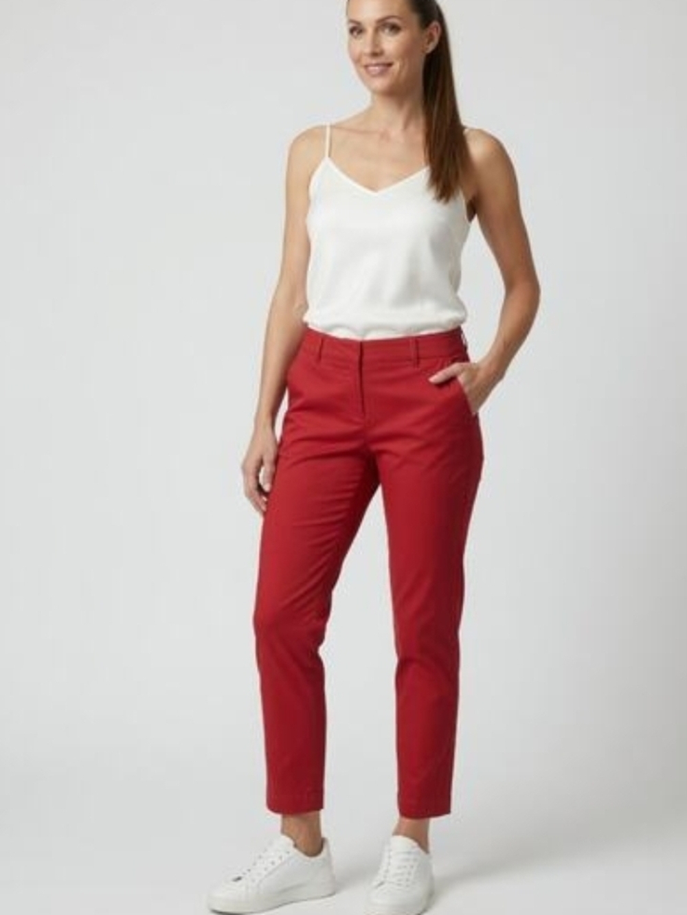 NWT Kut From The Kloth Red Tapered Crop Trouser Bottoms Size 18W - Picture 2 of 3